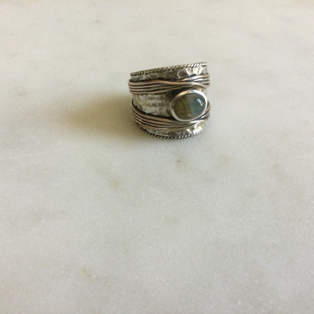 Silver Labradorite Statement Ring - image 3